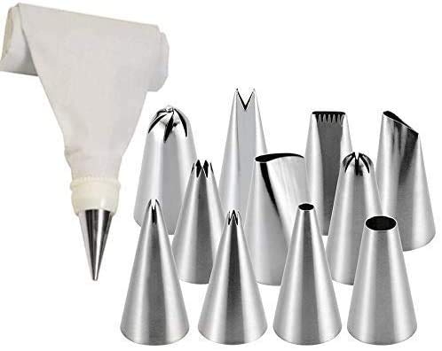 12 Piece Cake Decorating Nozzle Cake Making Set Combo 360-Degree Rotating Turntable, Icing Nozzles, Scraper Set, Silicone Spatula Perfect for Beginners and Experienced Bakers