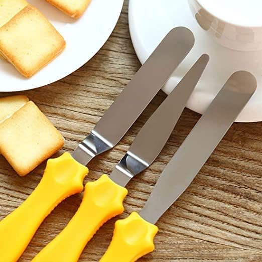 Combo of Cake Making Turn Table and 12 Piece Cake Decorating Nozzle Set and 3-in-1 Multi-Function Stainless Steel Cake Icing Spatula Knife Set and 3 Pieces of Dough Scrapper