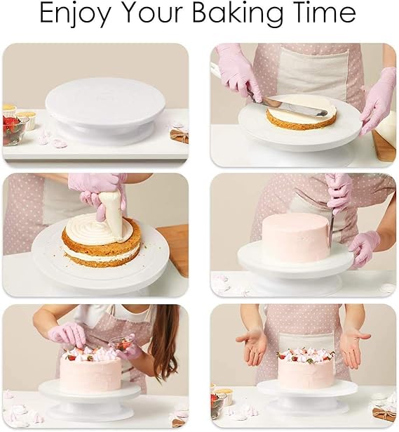 INDIA Cake Making Revolving Turn Table 12 Piece Cake Decorating Nozzles Stainless Steel Spatula 3 Icing Scraper.