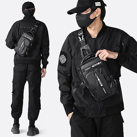 Bag cross backpack Sling For Men Messenger Bag Nylon Waterproof Sling Backpack Bag with USB Charging Port for Travel Hiking Jogging Gym Picnic & Casual Chest Bag for Men