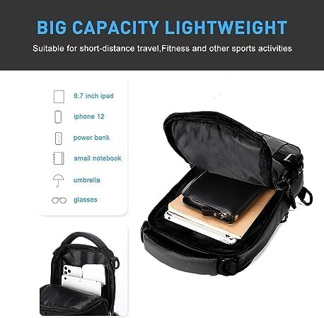 Bag cross backpack Sling For Men Messenger Bag Nylon Waterproof Sling Backpack Bag with USB Charging Port for Travel Hiking Jogging Gym Picnic & Casual Chest Bag for Men