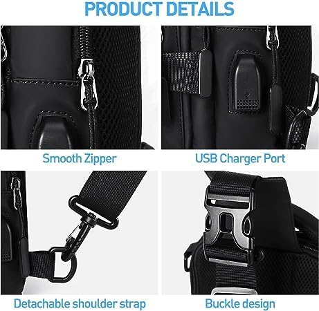 Bag cross backpack Sling For Men Messenger Bag Nylon Waterproof Sling Backpack Bag with USB Charging Port for Travel Hiking Jogging Gym Picnic & Casual Chest Bag for Men