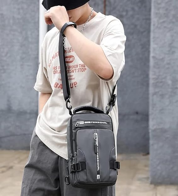 Bag cross backpack Sling For Men Messenger Bag Nylon Waterproof Sling Backpack Bag with USB Charging Port for Travel Hiking Jogging Gym Picnic & Casual Chest Bag for Men