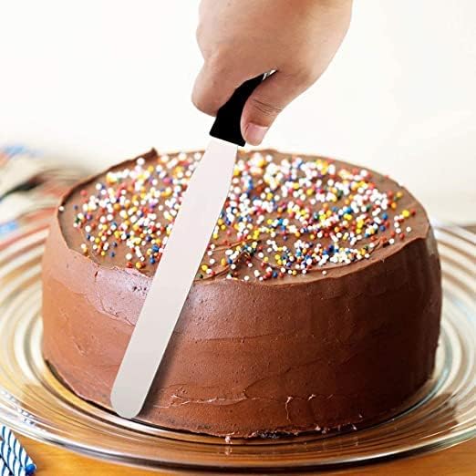 Combo of Cake Making Turn Table and 12 Piece Cake Decorating Nozzle Set and 3-in-1 Multi-Function Stainless Steel Cake Icing Spatula Knife Set and 3 Pieces of Dough Scrapper