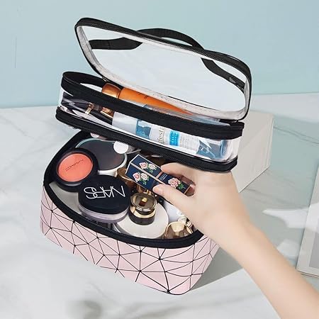 2 Layer Cosmetic Makeup Brush Organizer (Pink)/Vacation Travel Bag/Toiletry Organizer Kit