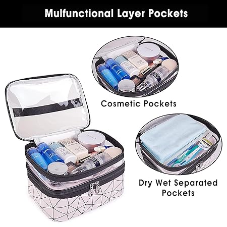 2 Layer Cosmetic Makeup Brush Organizer (Pink)/Vacation Travel Bag/Toiletry Organizer Kit