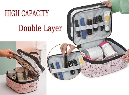 2 Layer Cosmetic Makeup Brush Organizer (Pink)/Vacation Travel Bag/Toiletry Organizer Kit