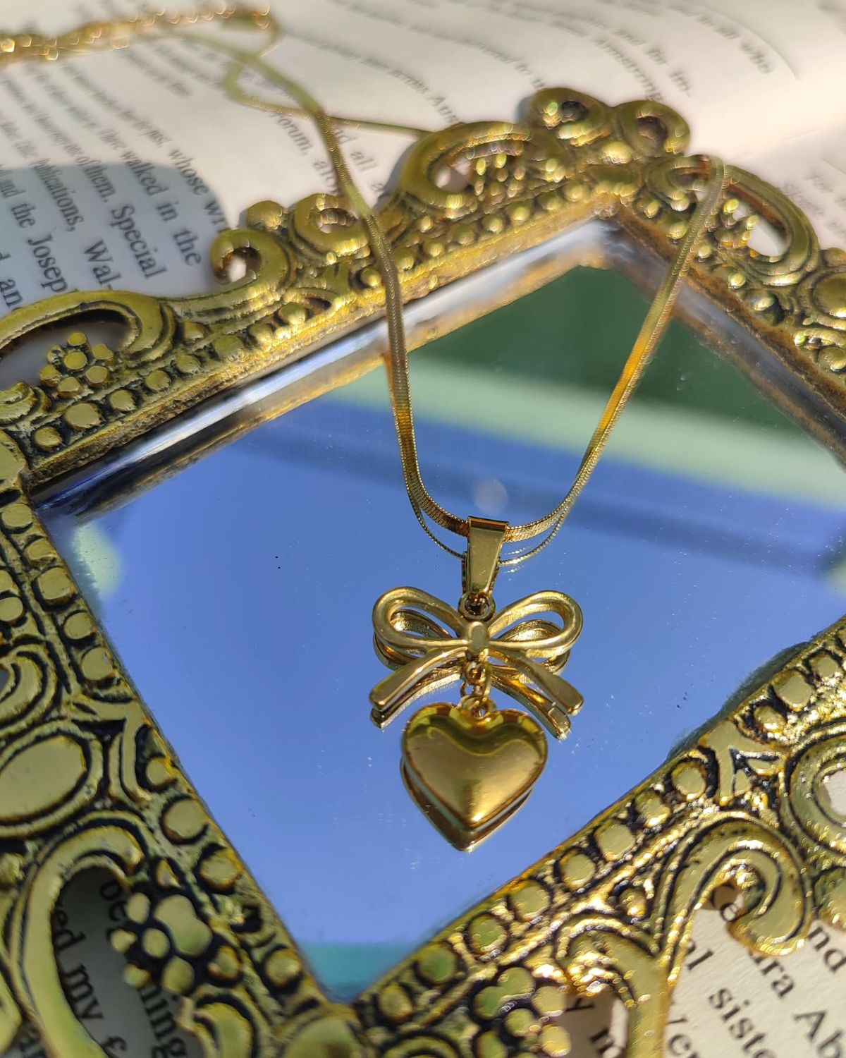 Bow-Heart Linked Necklace for Women With Earrings | Anti-Tarnish Waterproof Jewelry | Birthday, Anniversary & Wedding Gift for Wife, Mother, Sister