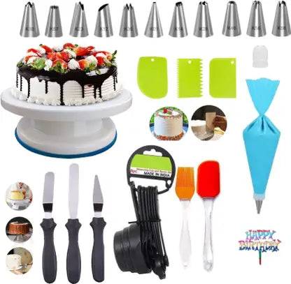 Tools Combo Set Pack of 4 - 16 cm Silicon Basting Spatula, Oil Brush , Power Free Hand